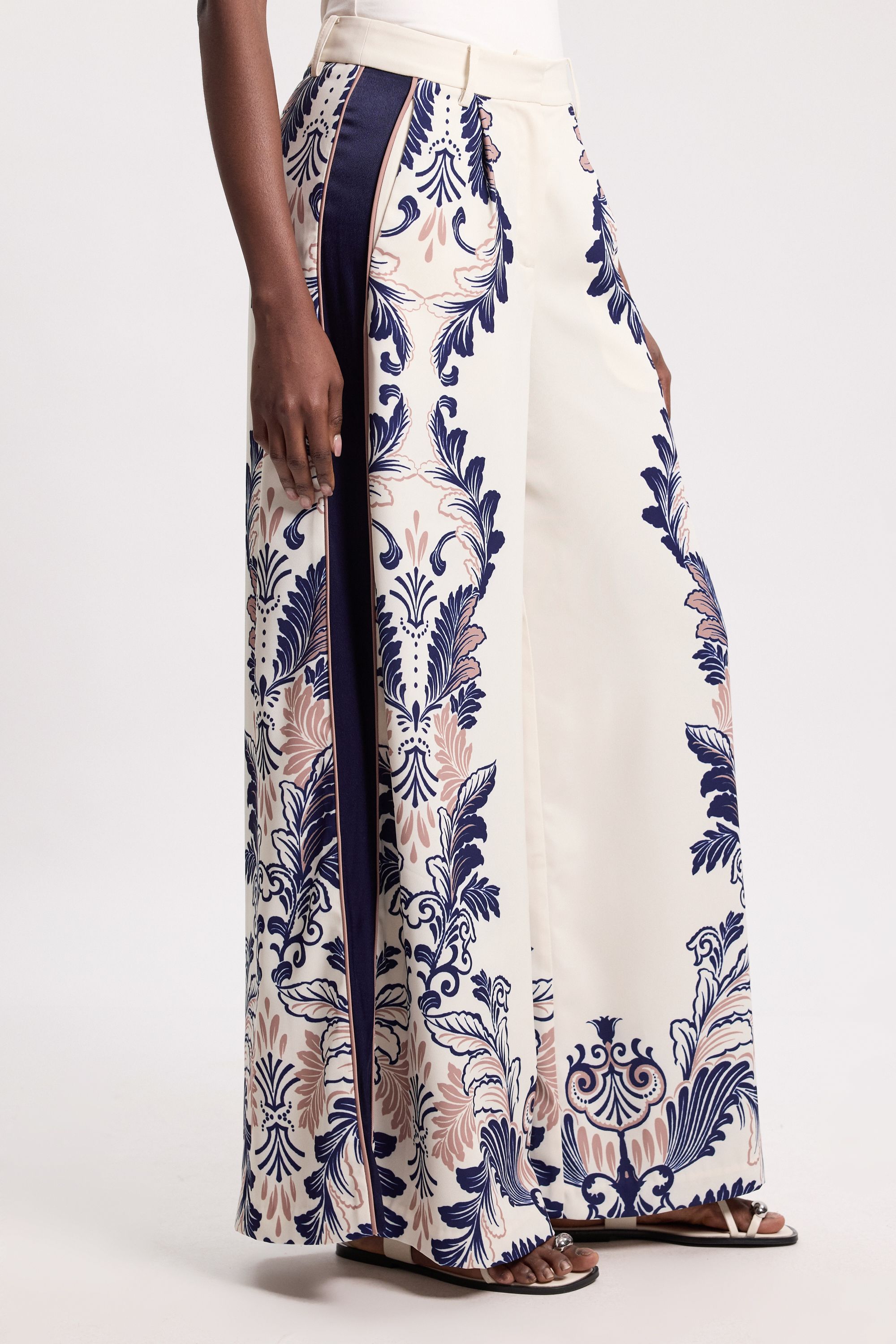 KarenMillen Scarf Print Woven Wide Leg Trouser