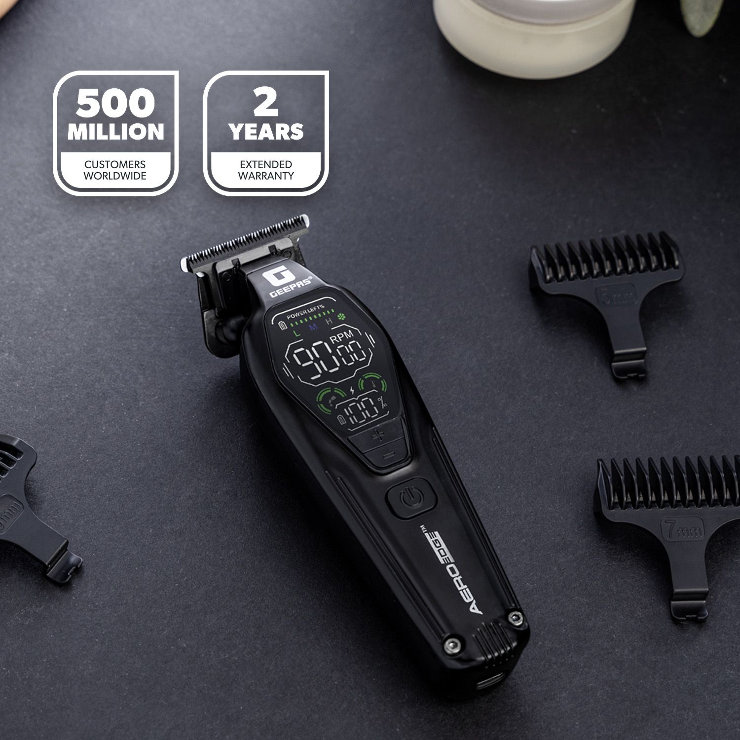 Geepas Professional Hair Trimmer For Men With DLC Steel Blade, LCD Display