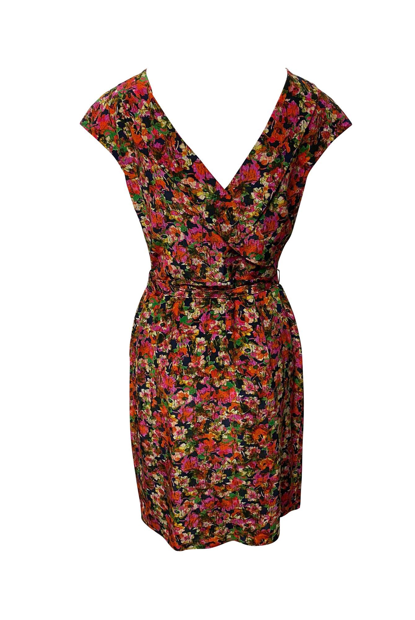 Erdem Preloved Belted Dress in Floral Print SIlk