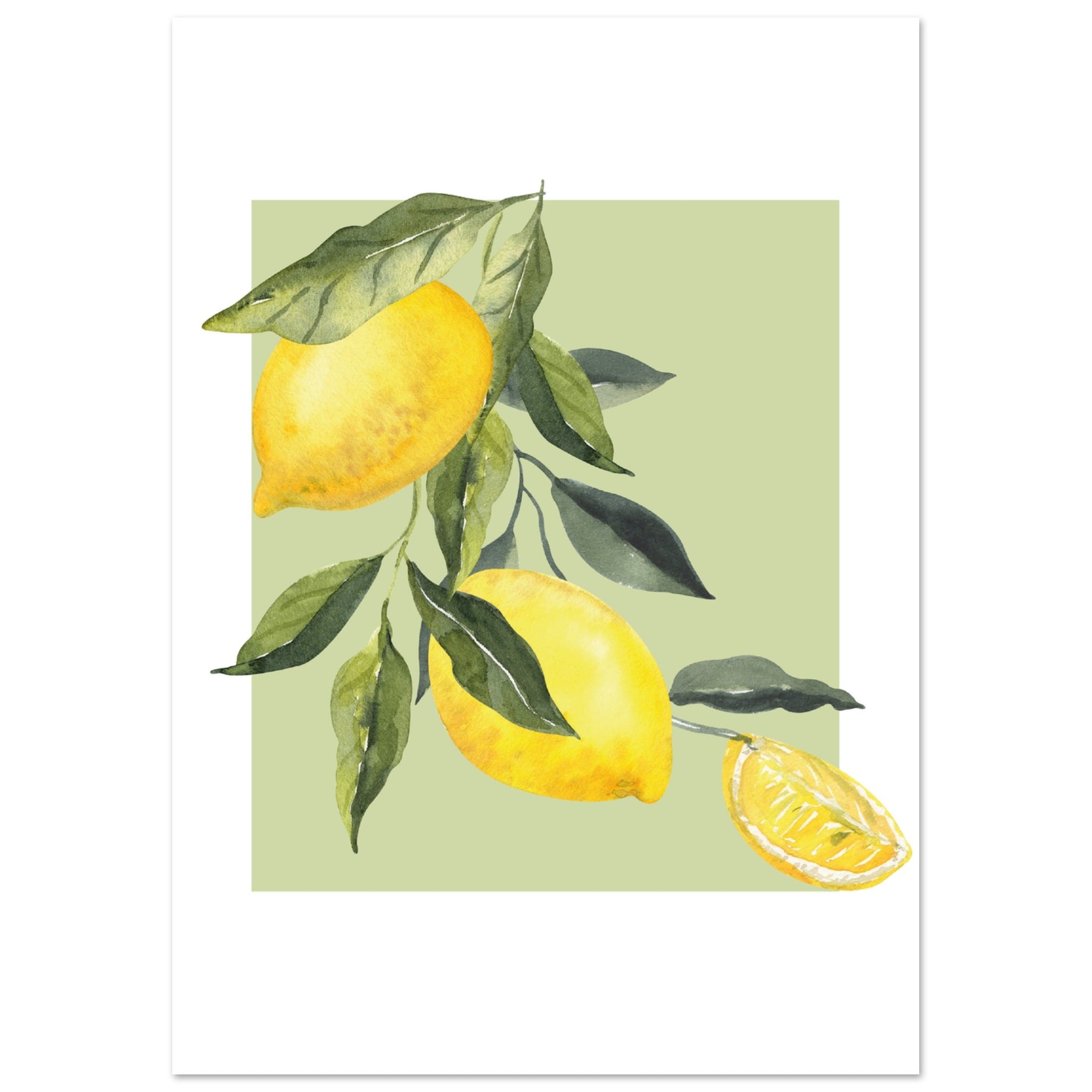 Artfulprints Poster Fruits - Lemon tree symphony  - A4 21x29.7 cm - Groen