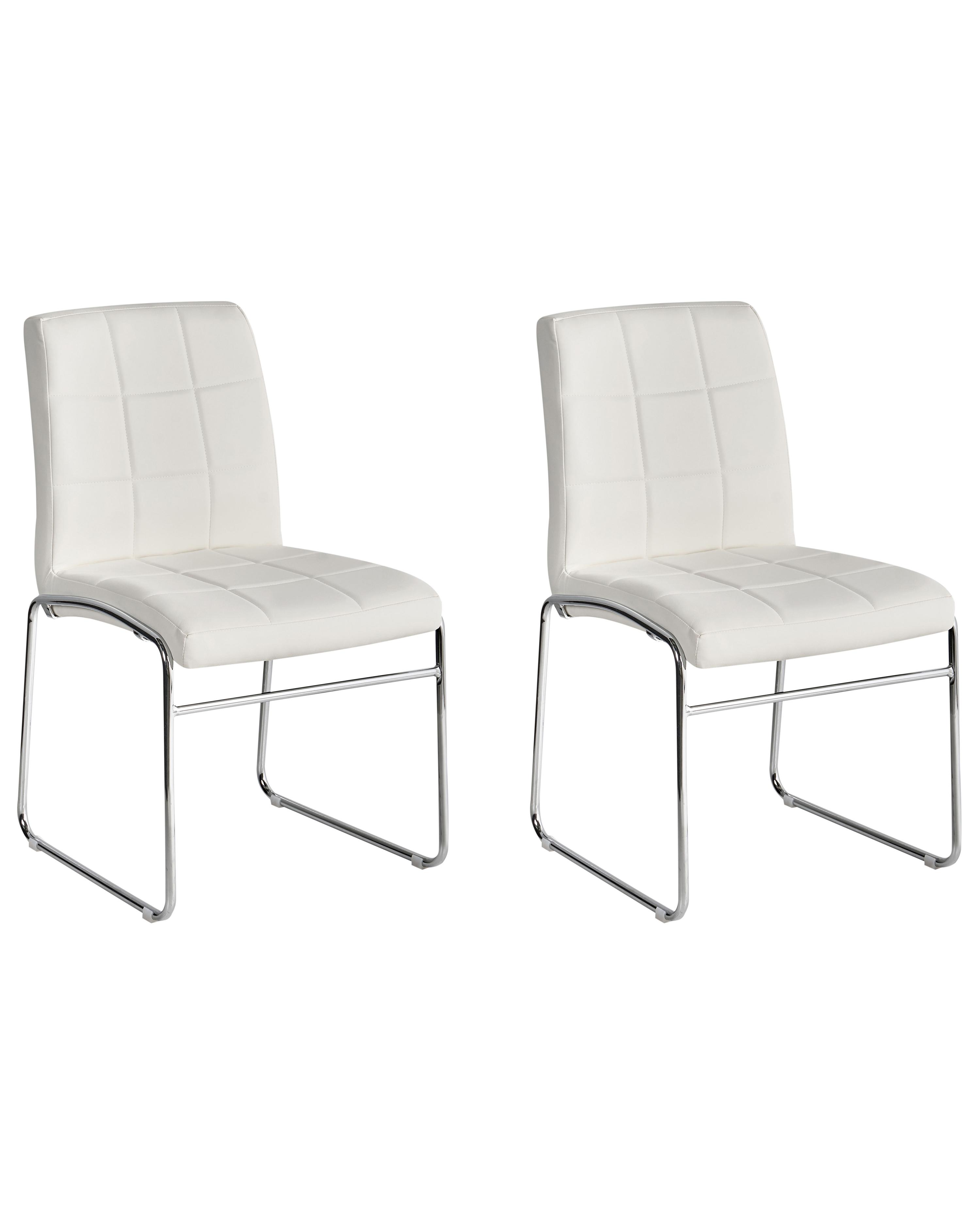 Set of 2 Dining Chairs KIRON Faux Leather White