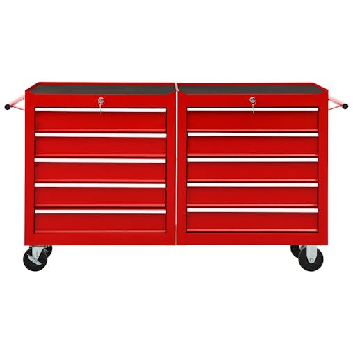 NNEVL Tool Trolley with 10 Drawers Steel Red