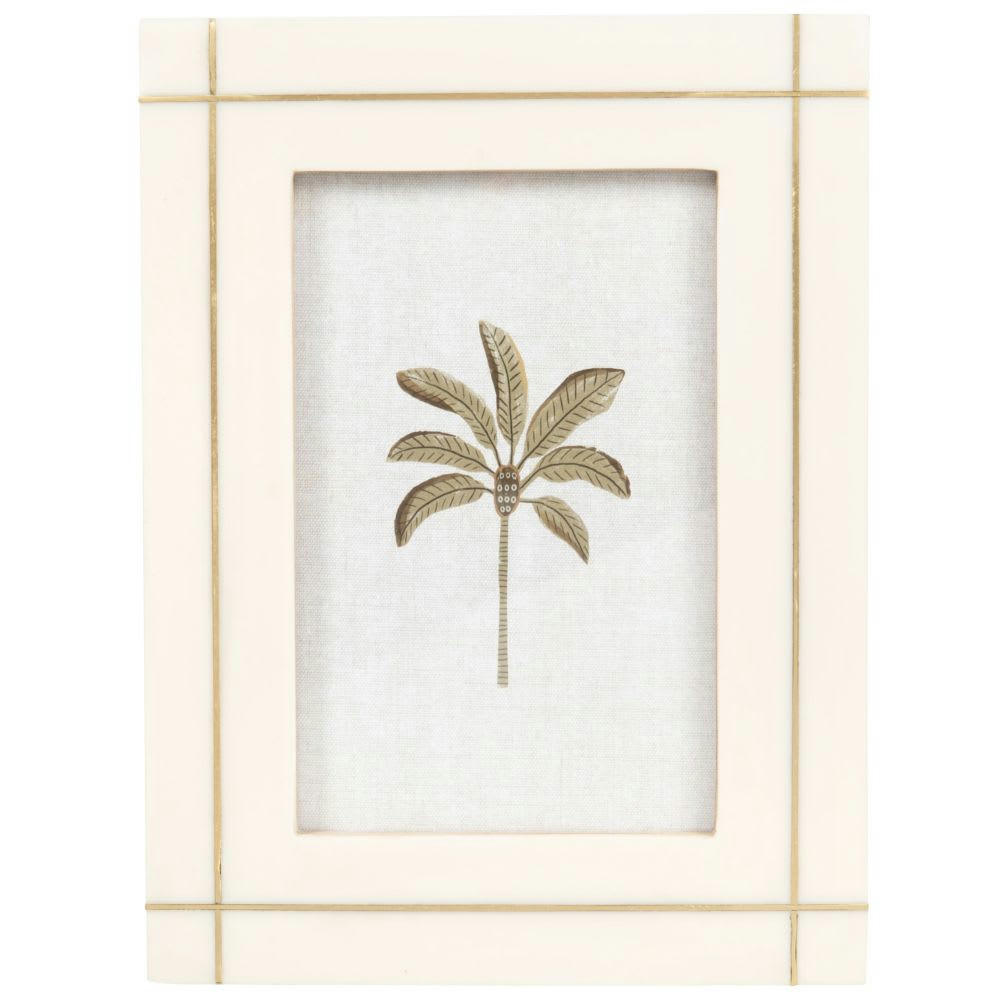 MEDINET - Cadre photo en résine blanche et liseré en métal doré 10x15