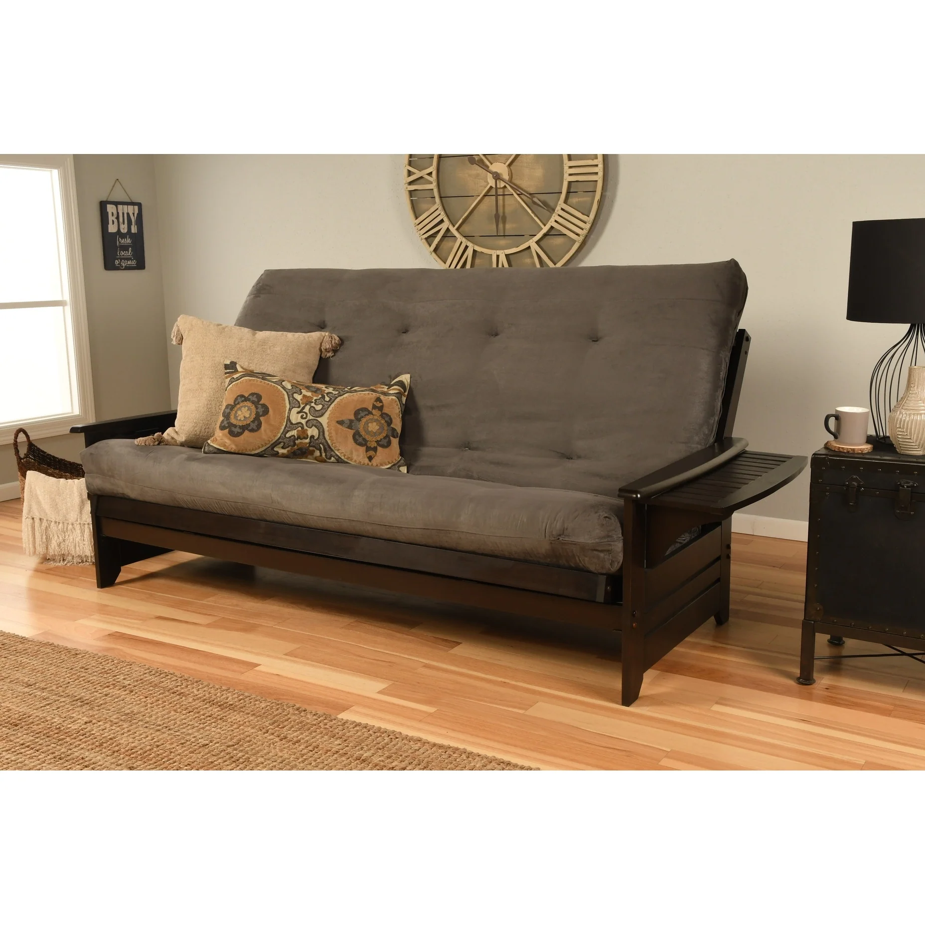 Somette Queen-size Futon Set in Espresso Finish with Suede Mattress