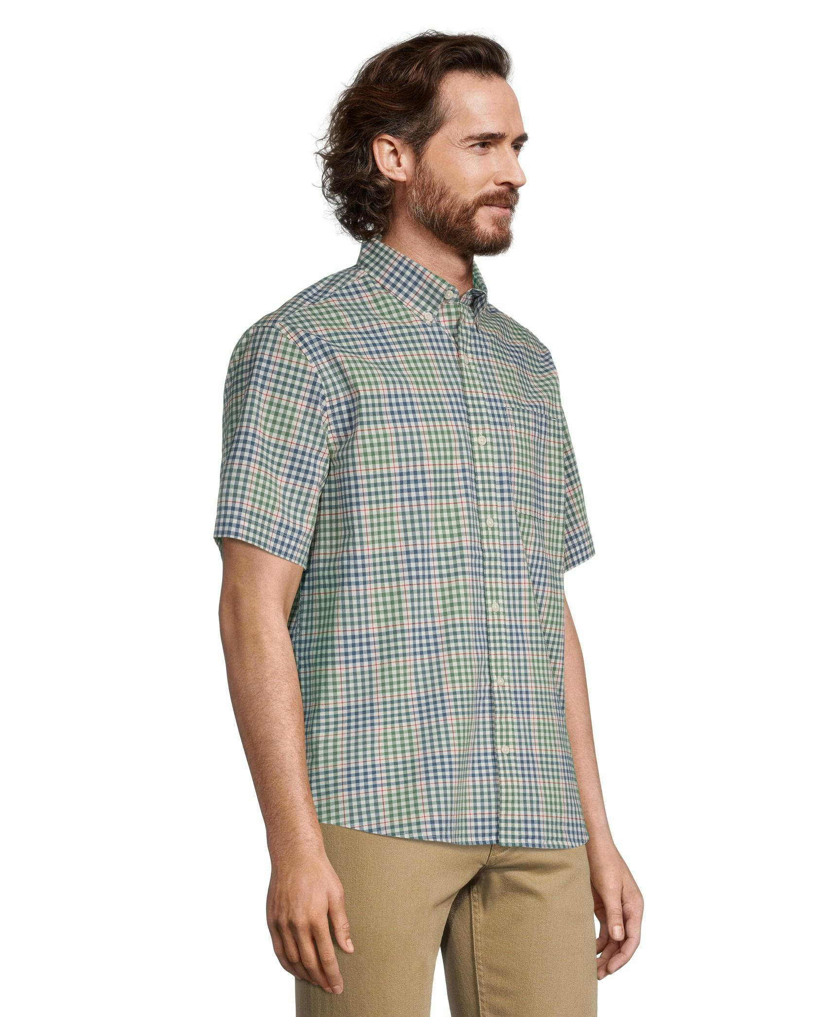 Denver Hayes Men's Classic Fit Short Sleeve Plaid Casual Sport Shirt
