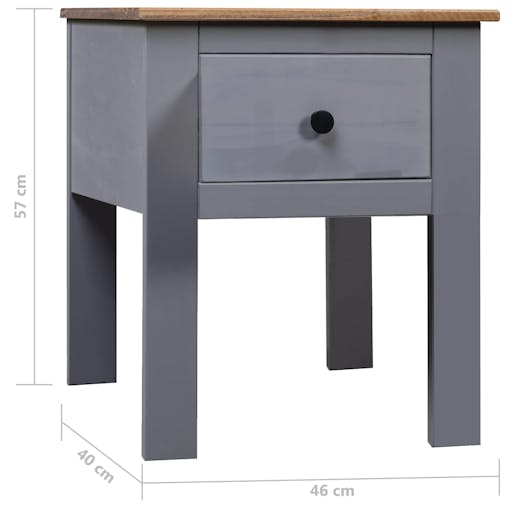 NNEVL Bedside Cabinet Grey 46x40x57 cm Pine Panama Range