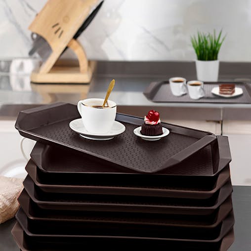 SOGA 10X Coffee Rectangular Plastic Serving Trays