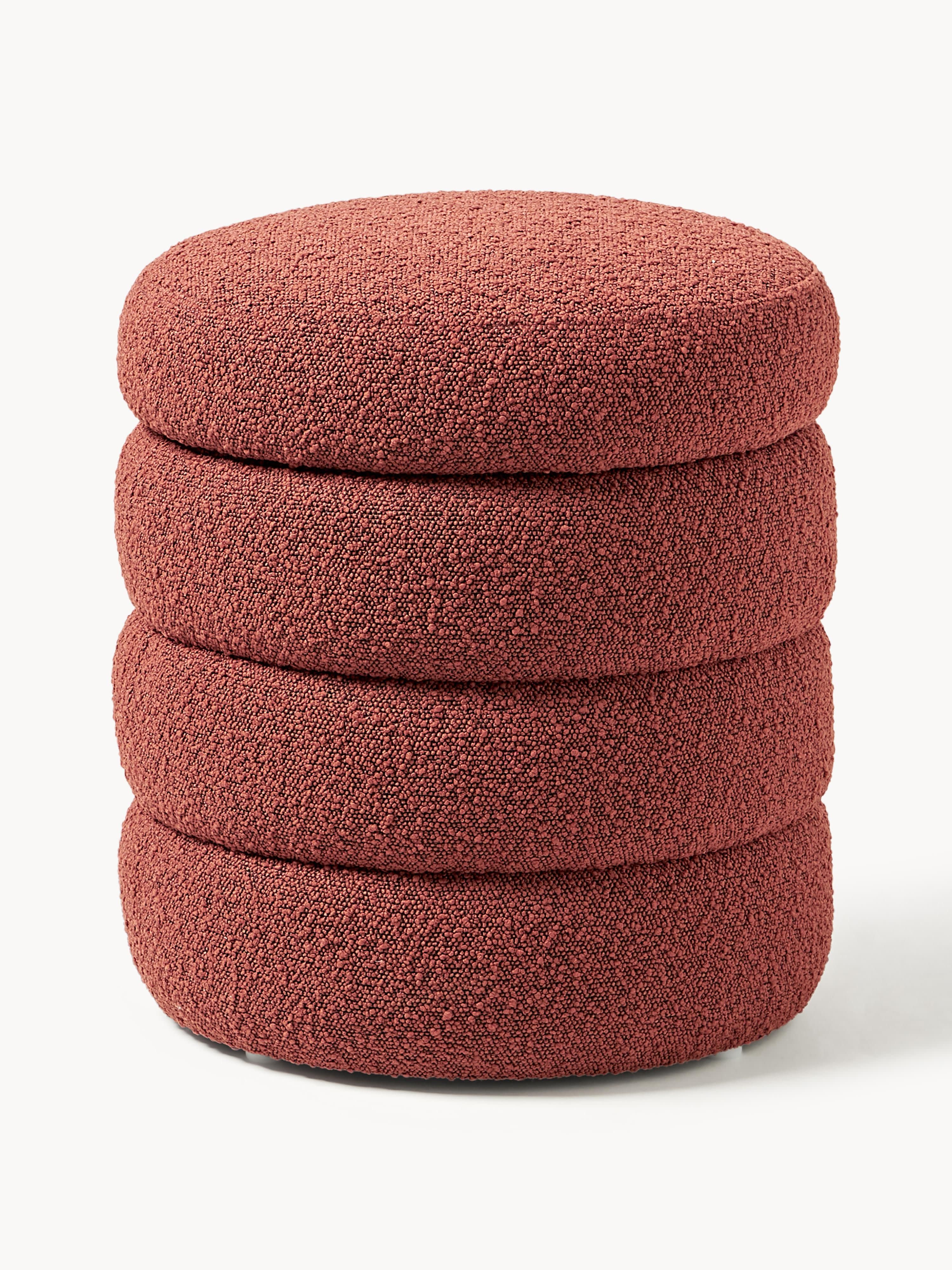 Bouclé-Polsterhocker Alto mit Stauraum
