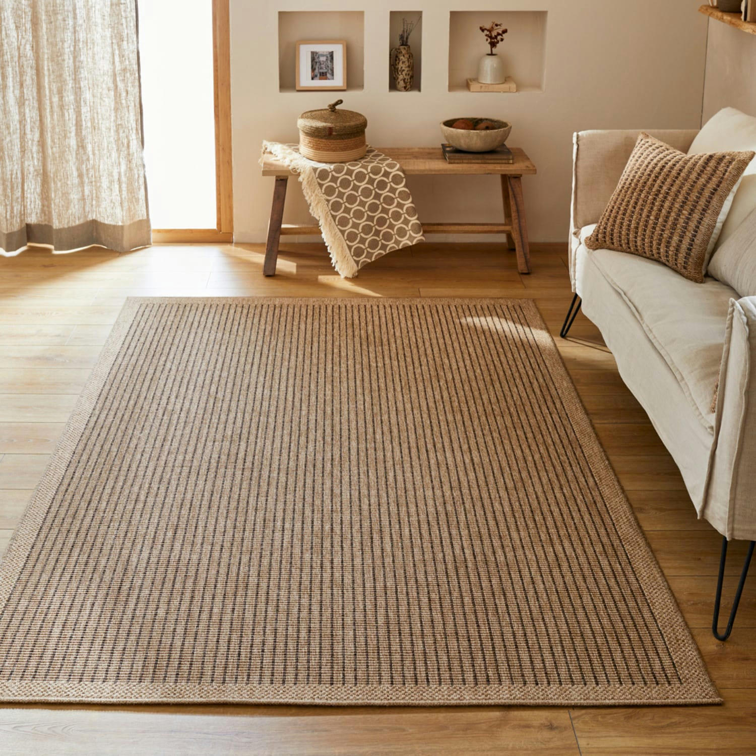 LEYA - Tapis intérieur et extérieur naturel 60x180cm