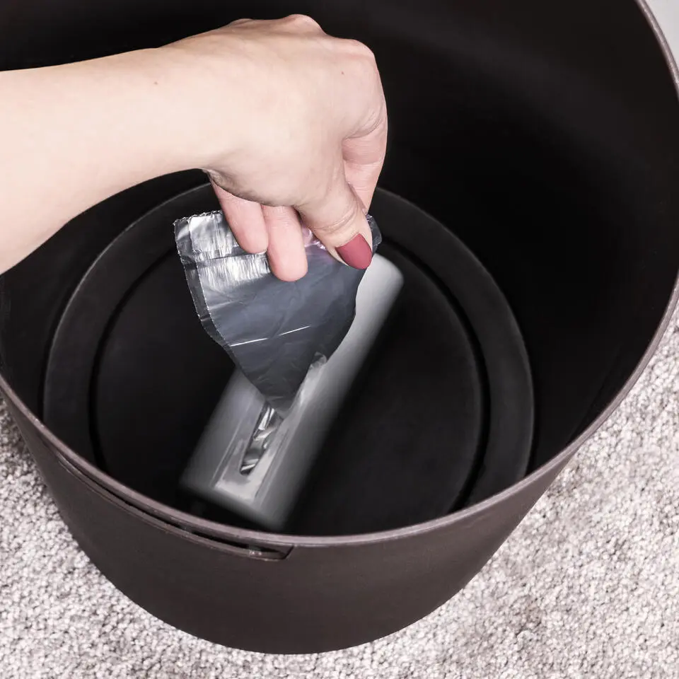 QUVIO Prullenbak plastic met binnenemmer - 12 L - Donker grijs