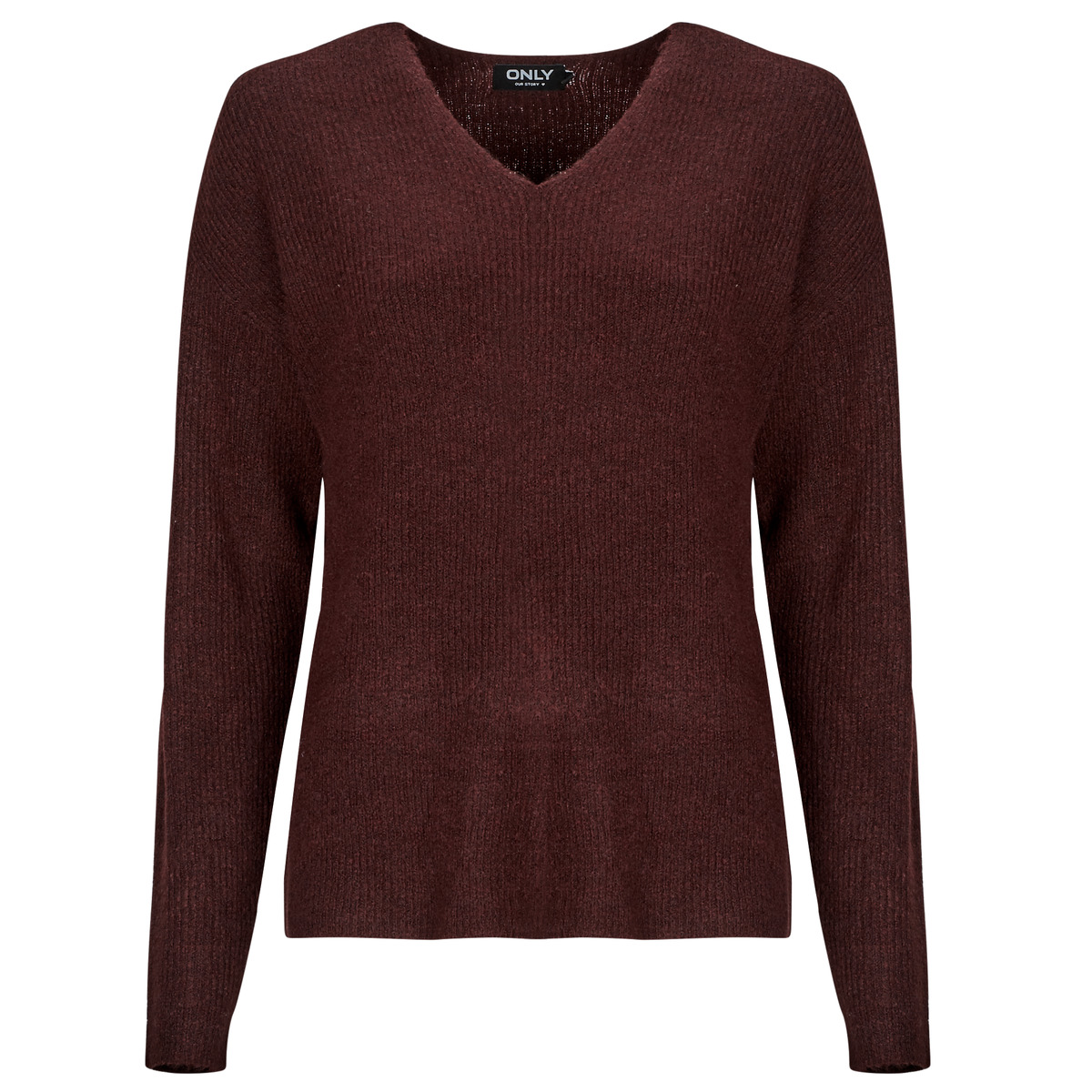 Only - ONLCAMILLA V-NECK L/S PULLOVER KNT - Bordeaux