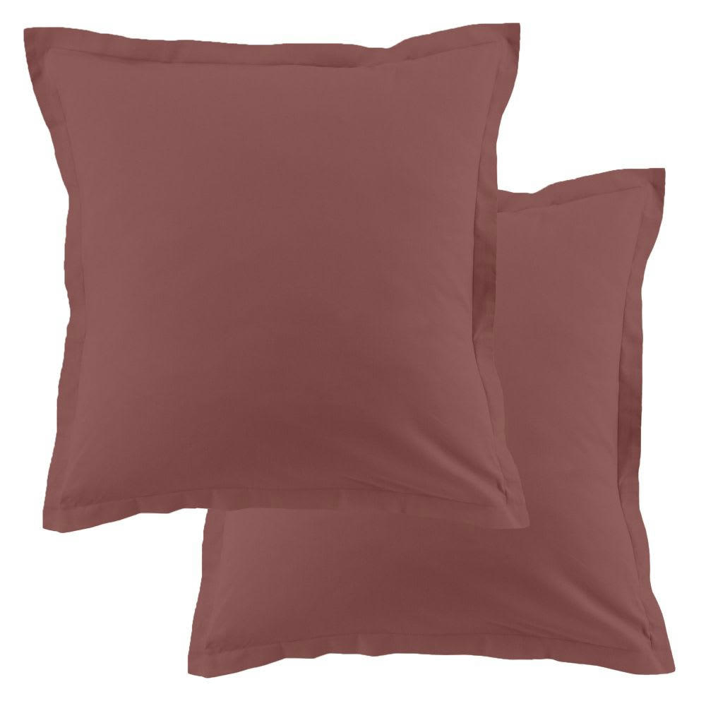 - Lot de 2 taies d'oreiller carrées coton rouge 63x63 cm