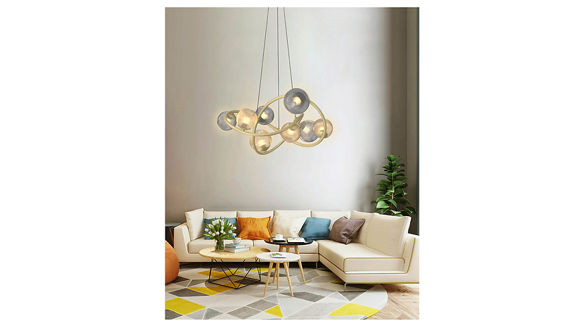 Lampa wisząca Metz LED 8-punktowa metalowa złota