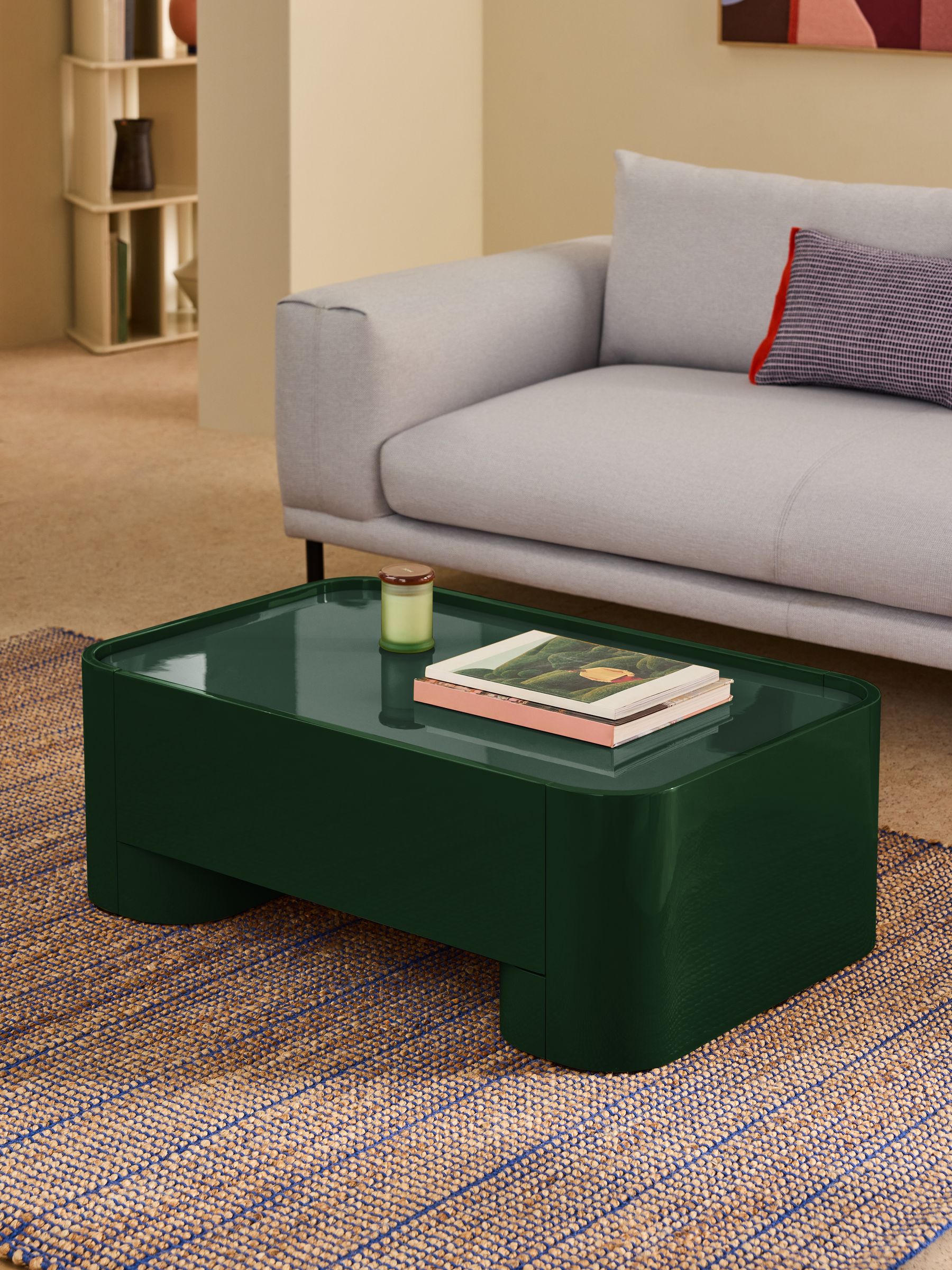 Kain Storage Coffee Table in Dark Green Gloss