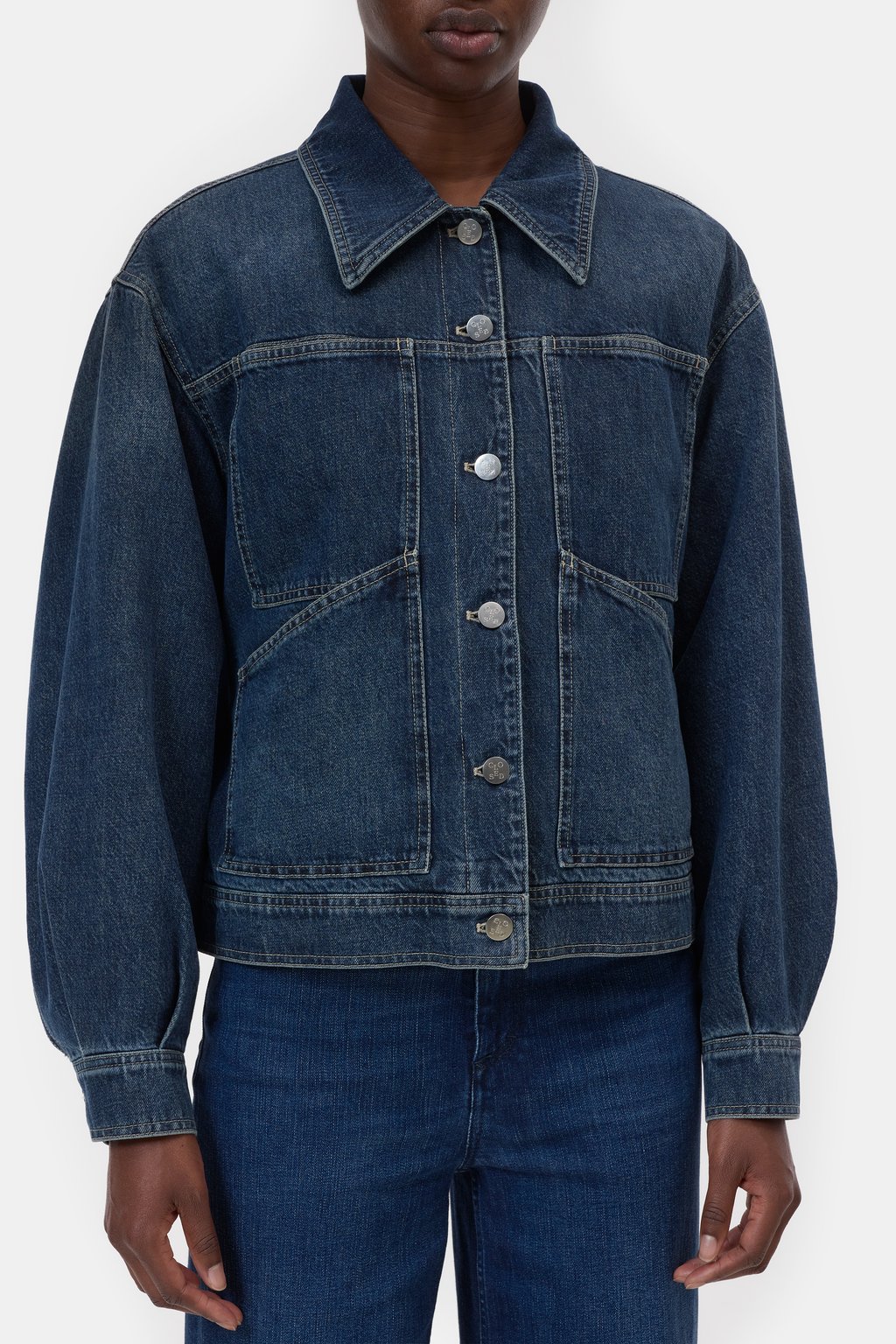 Denim-Jacke mit Shearling-Kragen