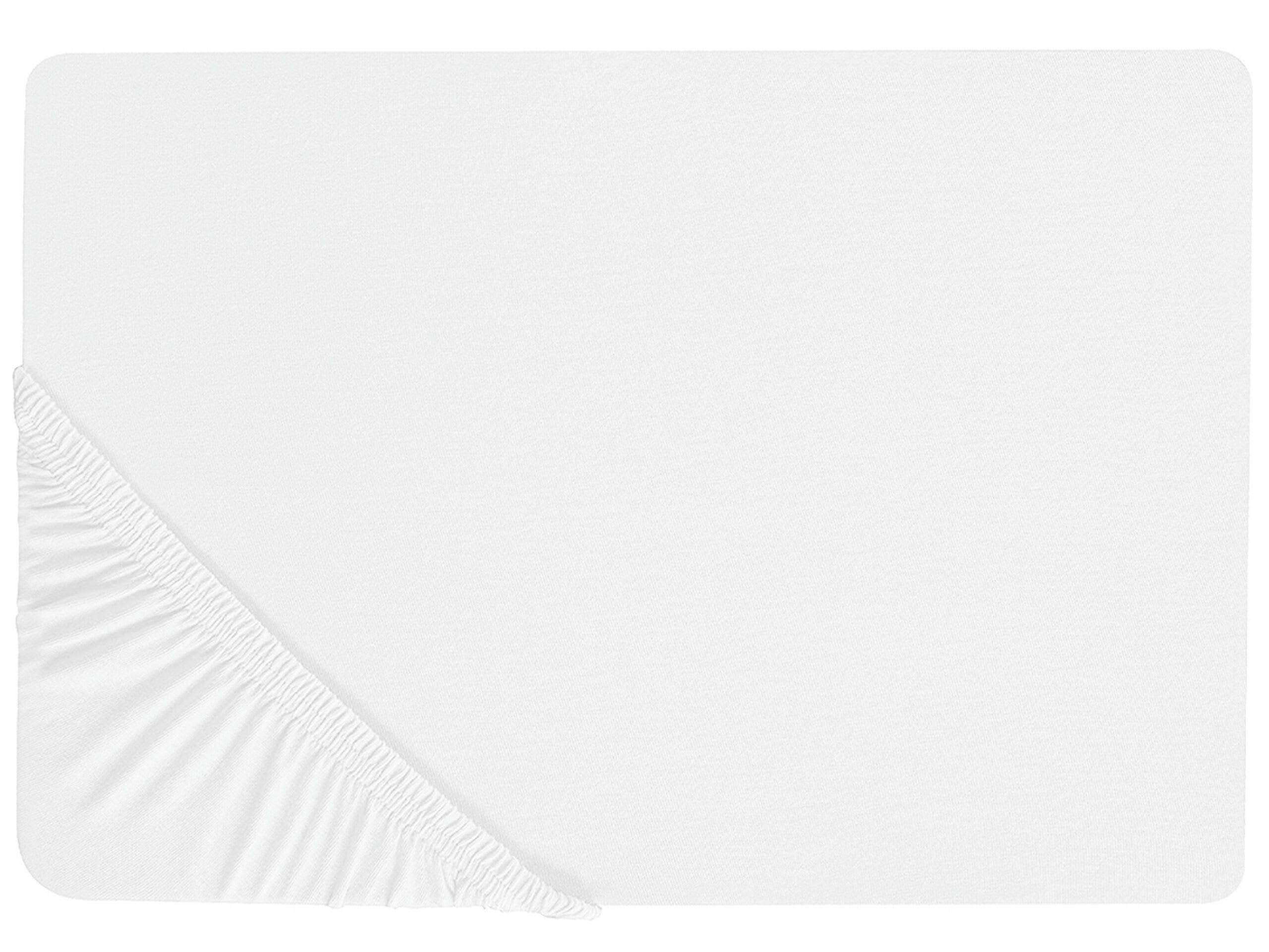 JANBU - Drap-housse en coton 180 x 200 cm blanc