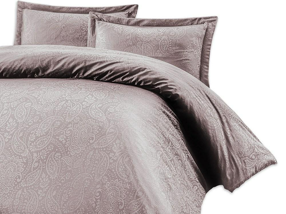 Pościel satynowa 220x200 Sal lililowa w pudełku ornamenty Luxury Premium