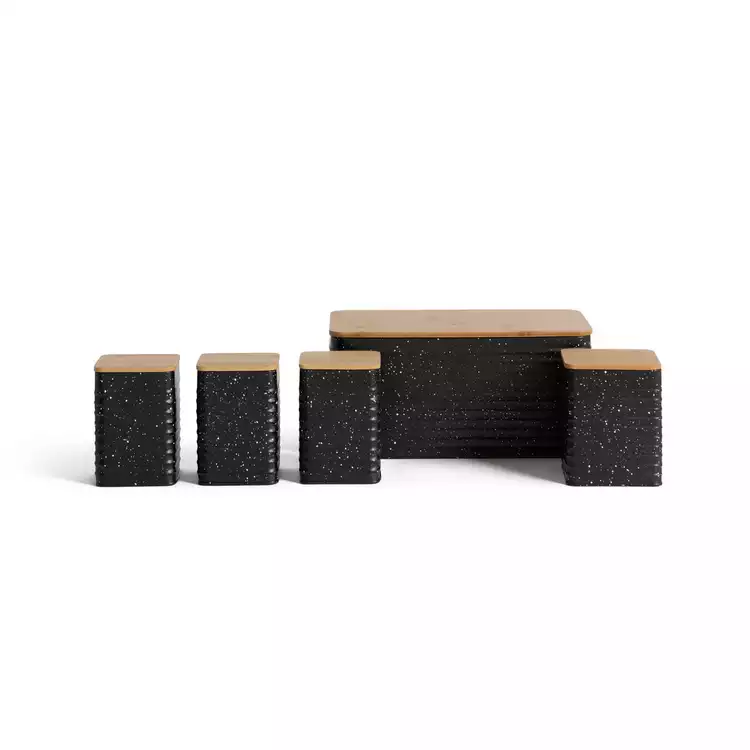 Habitat Set of 5 Speckle Bamboo Storage - Black