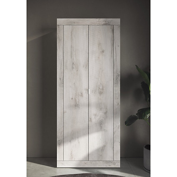Armoire pour entrée de maison, collection ISORA, coloris chene blanc