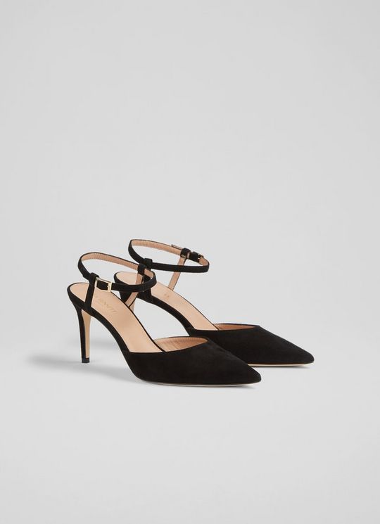 Hope Black Suede Strappy Courts