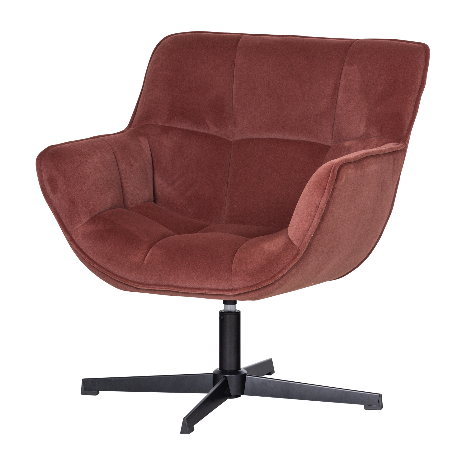 WOOOD Wibo Draaifauteuil - Velvet - Mat Bruinrood - 94x71x83