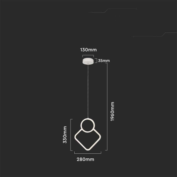 Lampa wisząca VT-7917 biała LED 1x12W Neutralna biel 1300lm V-TAC