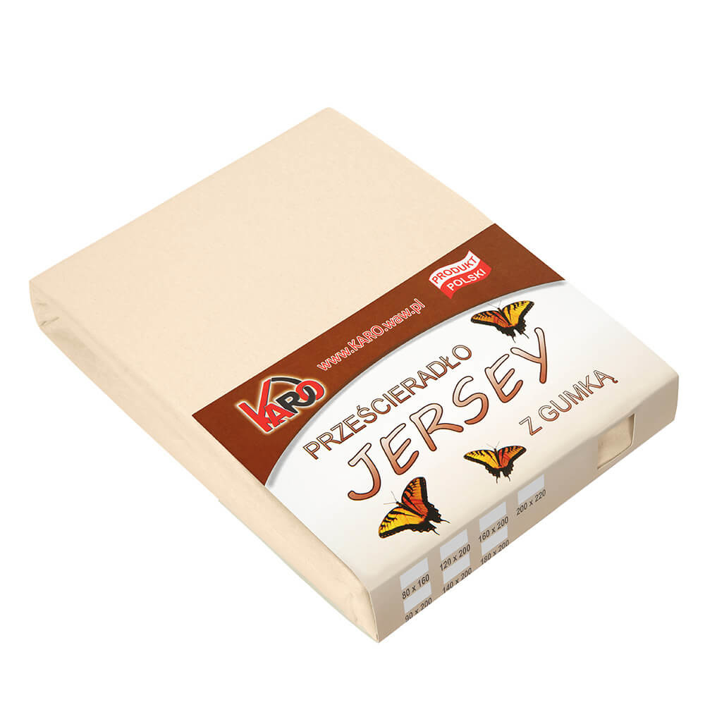 Prześcieradło jersey z gumką 140x200 beżowe 150g/m2 KARO