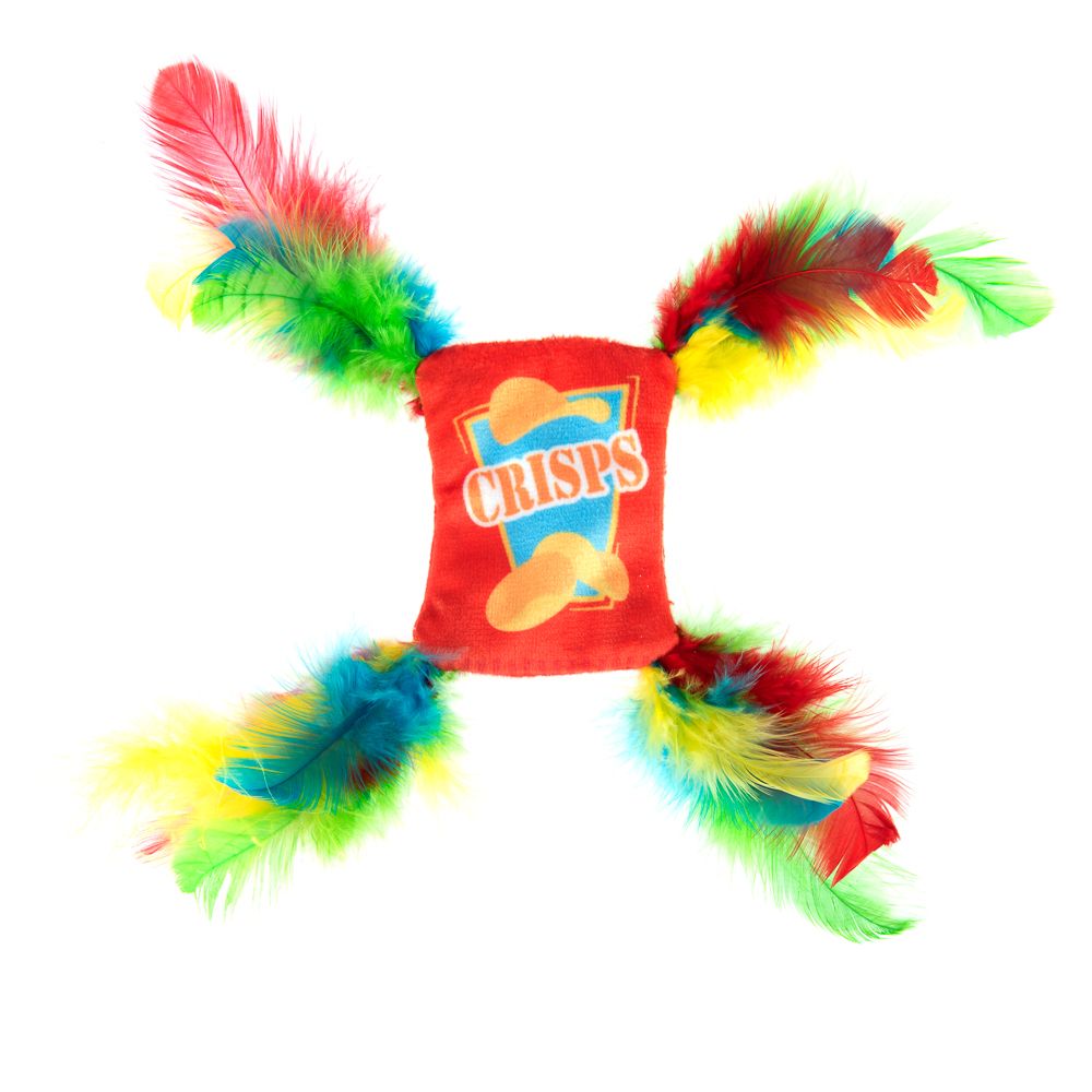 Cat Toy Crinkle Crisps with Feathers