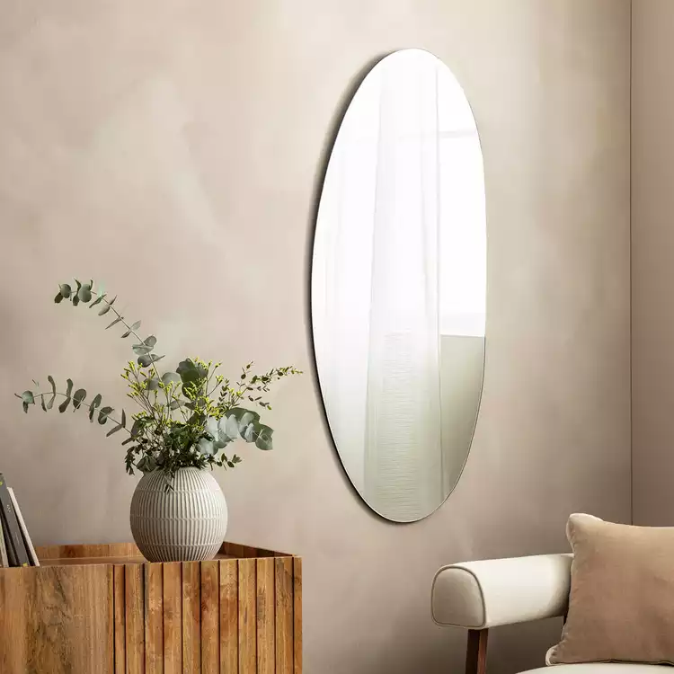 Habitat Black Frameless Irregular Wall Mirror - 120x50cm
