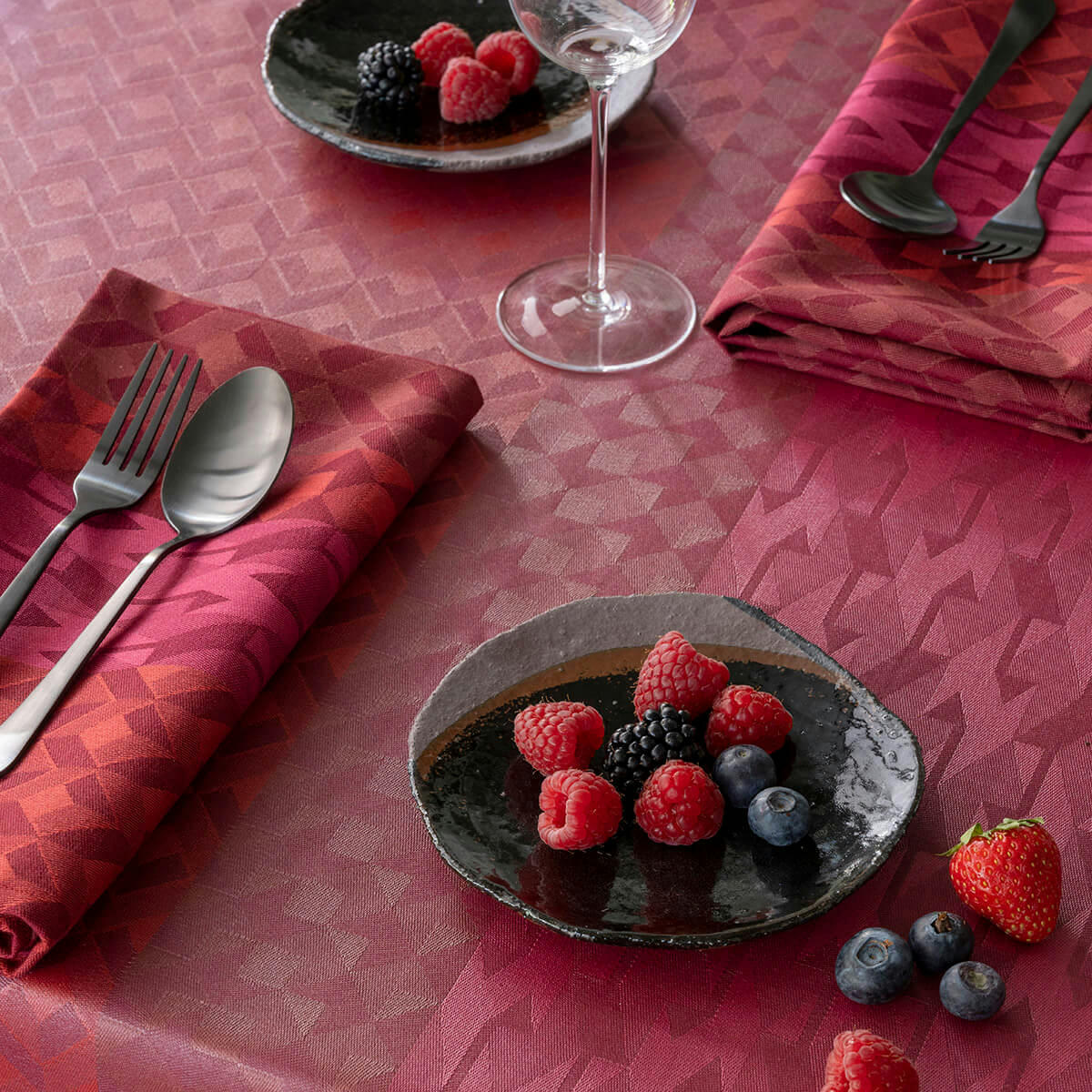 CARACTÈRE - Serviette en coton carmin 58 x 58