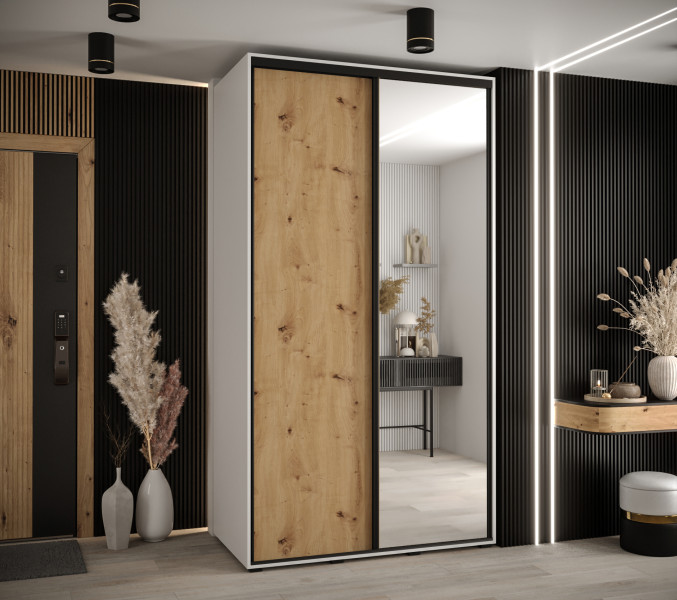 Szafa przesuwna 60 wysoka Davos 3 130 biały artisan czarny