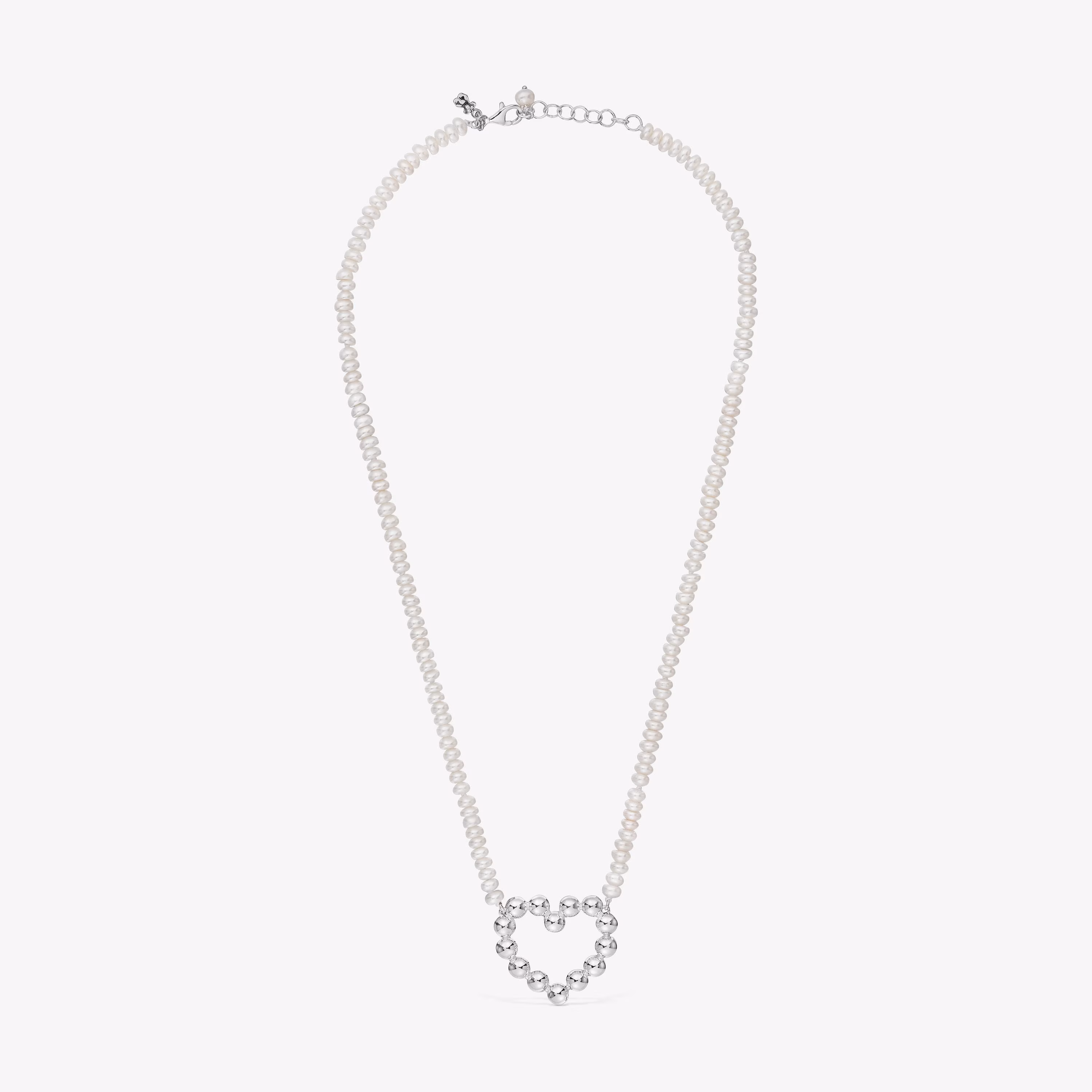 Collar corto de plata motivo corazón y perlas cultivadas Sugar Party