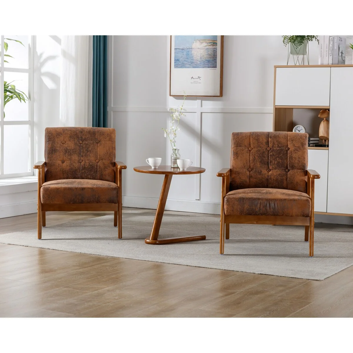 Accent Chairs Set of 2 with Side Table Arm Chair for Living Room Bedroom Office - 30.71''H*25.39W *27.95D