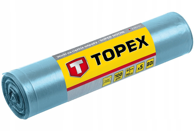 Worki na ciężkie odpady 80L 100 mic 5 sztuk TOPEX 23B257