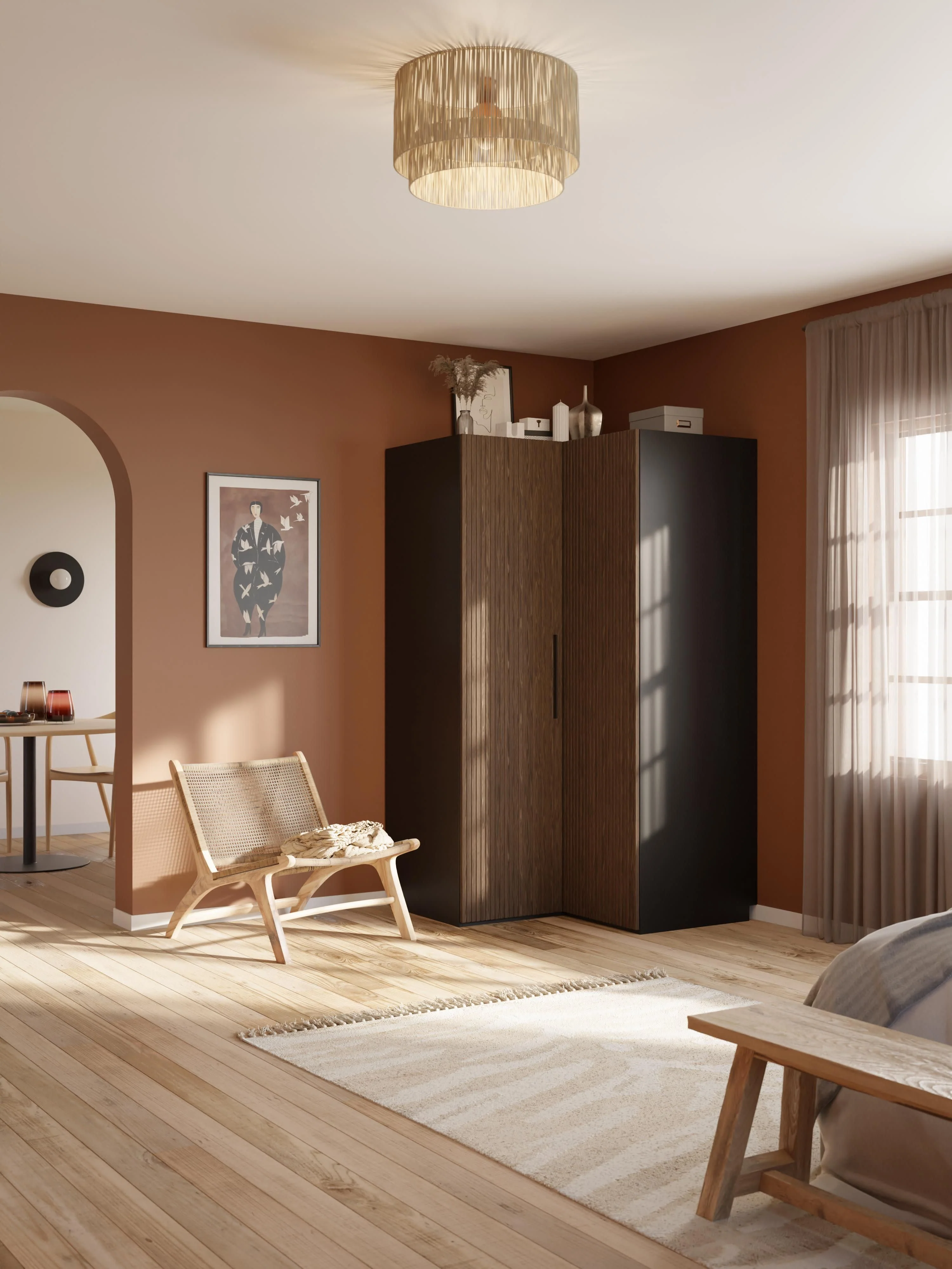 Modularer Eck-Kleiderschrank Simone, 115 cm Breite