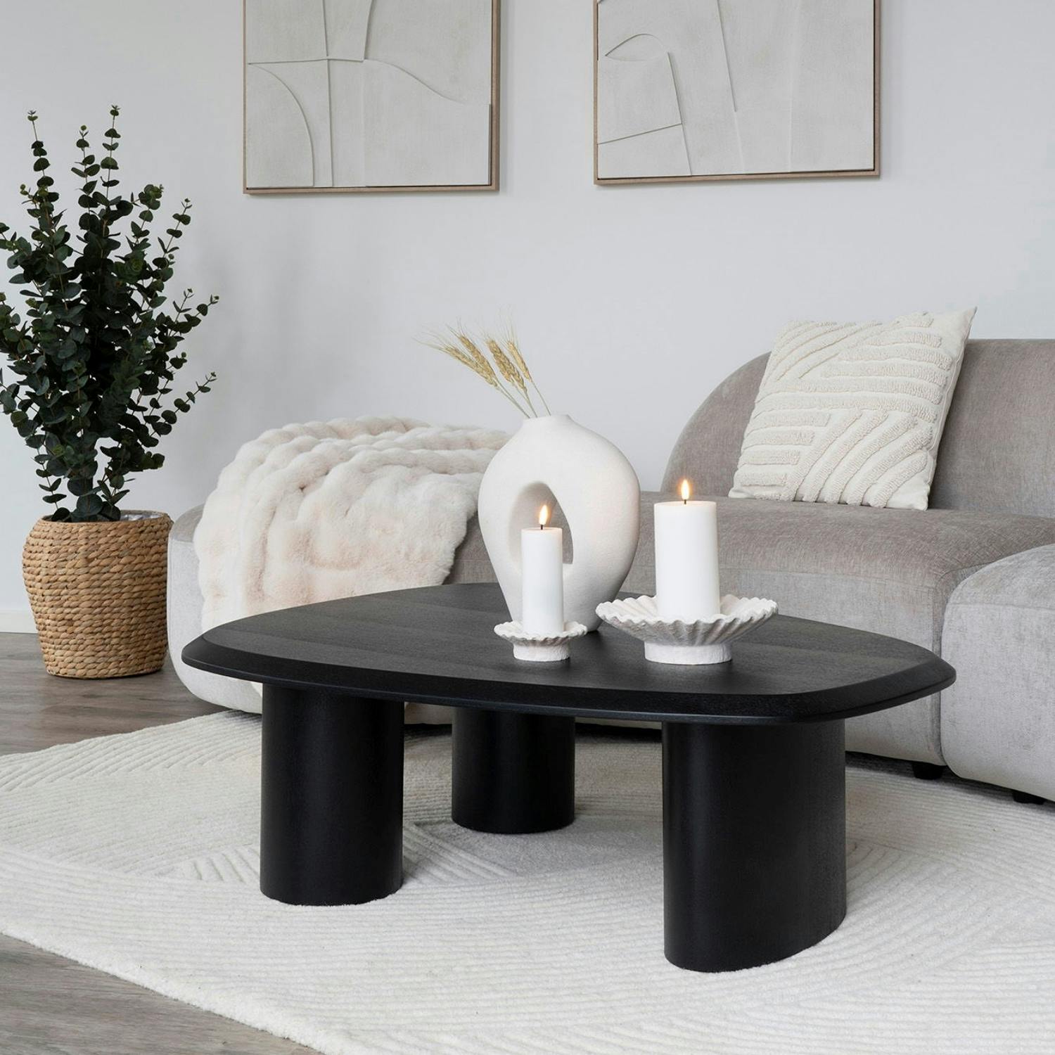 Bougeoir déco en ciment blanc (lot de 2)