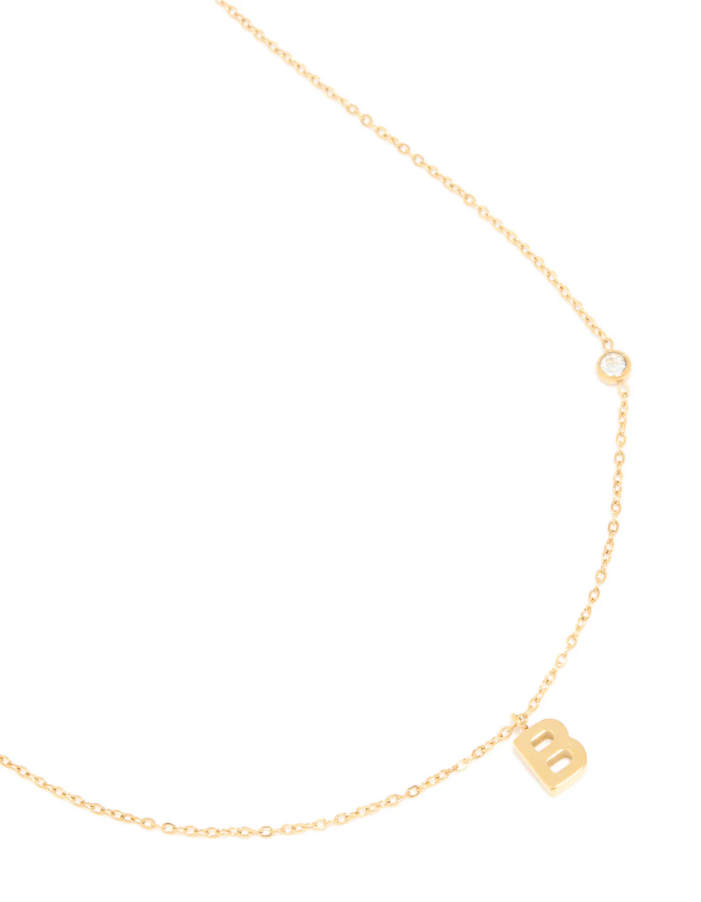 Waterproof Gold Plated Stainless Steel Letter B Dainty Pendant Necklace