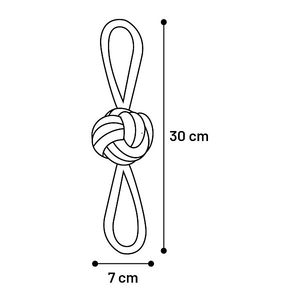 Jouet Balle nouée D 7 cm par30 cm Bleu &Jaune pour chien