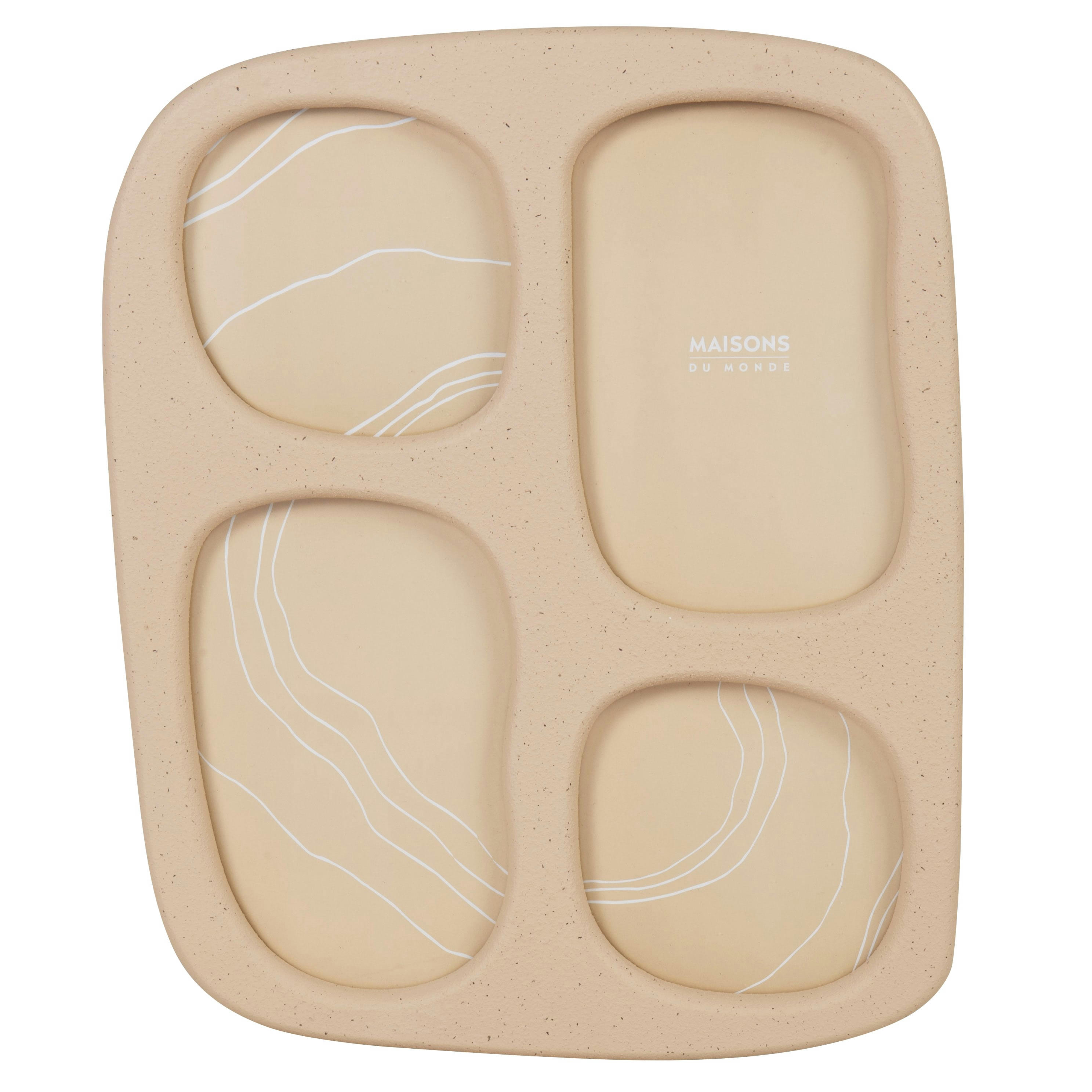 ALANYA - Cadre multivues 4 photos en résine beige et grise 24x28