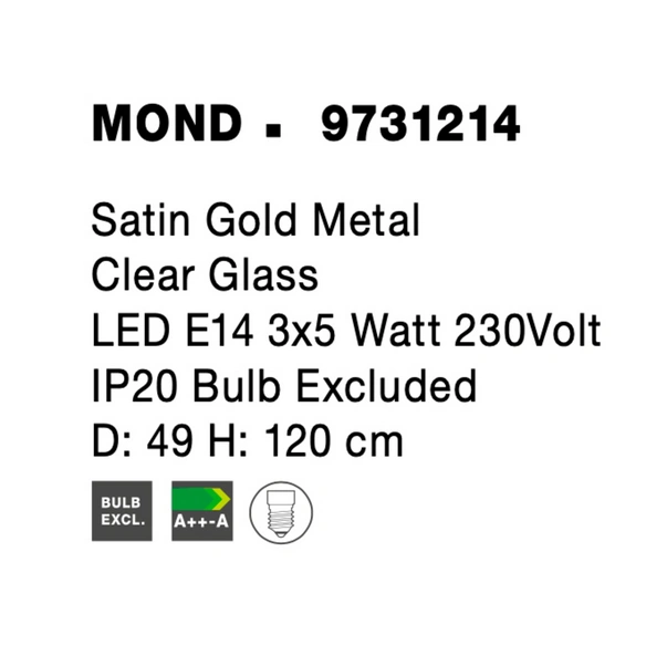 Pendelleuchte »Mond«, LED, 3-flammig, goldfarben/transparent