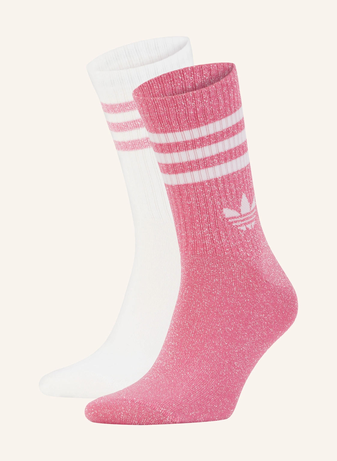 adidas Originals 2er-Pack Socken 3-STREIFEN GLITTER CREW mit Glitzergarn