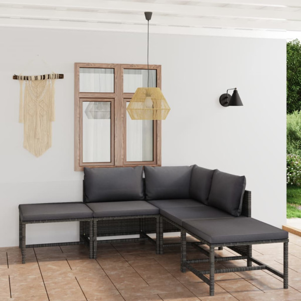 Zestaw wypoczynkowy do ogrodu Szary Technorattan Sofa narożna   2x sofa