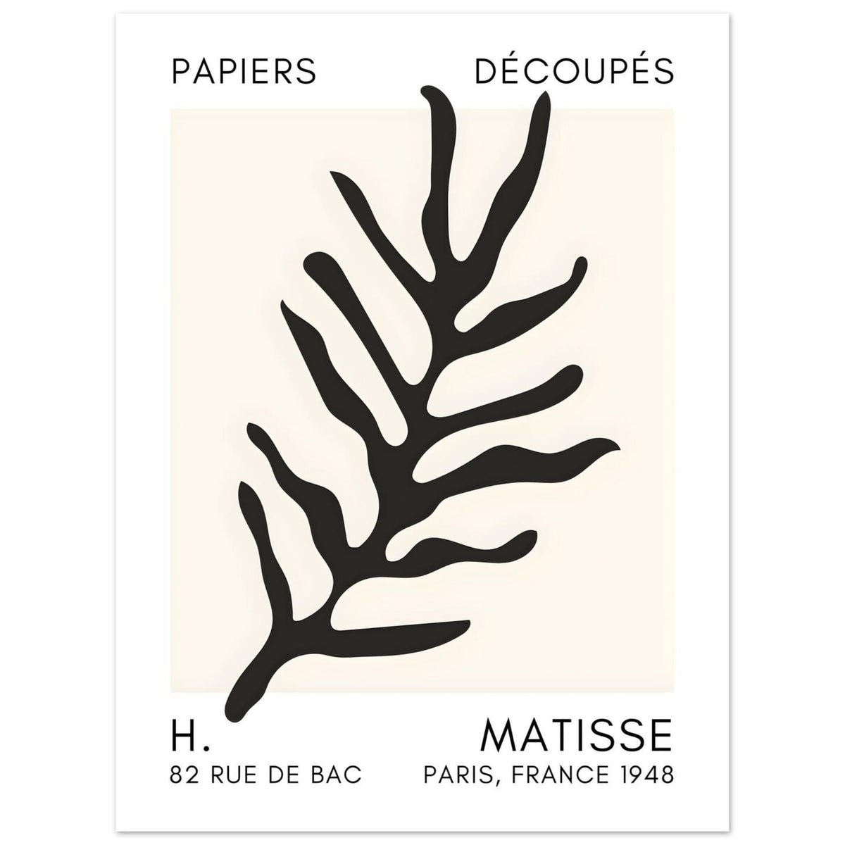 Artfulprints Poster Matisse – Ocean flora black  - 30x40 cm - Zwart