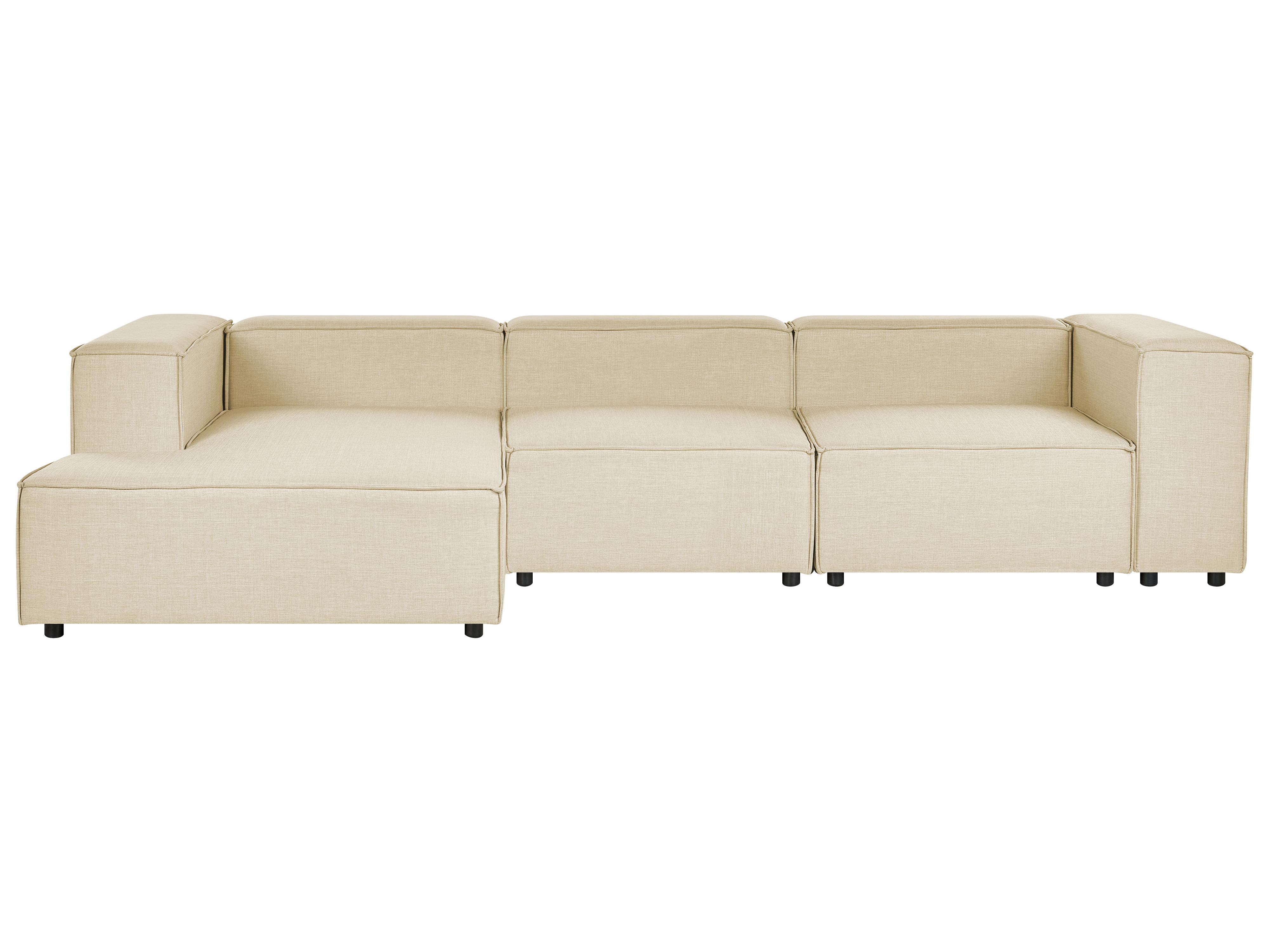 Modular Corner Sofa 3 Seater APRICA Faux Linen Beige Right Hand