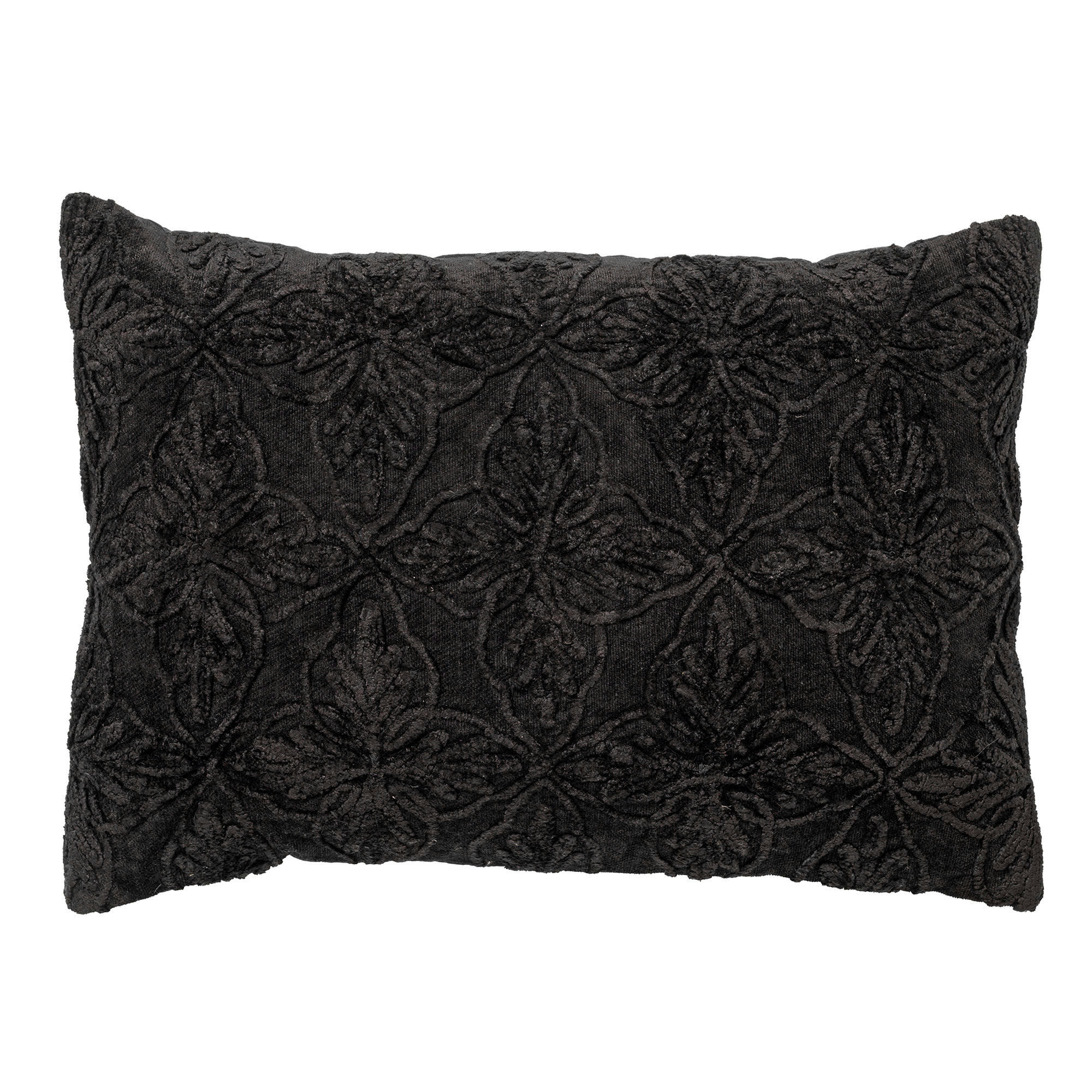 AMAR - Coussin - noir en coton 40x60 cm avec motif fleuri
