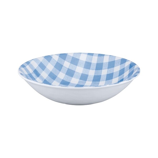UPware 12-Piece Gingham Melamine Dinnerware Set, Blue