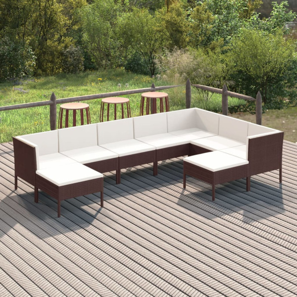 Zestaw wypoczynkowy do ogrodu Brąz Technorattan 3x sofa narożna   4x