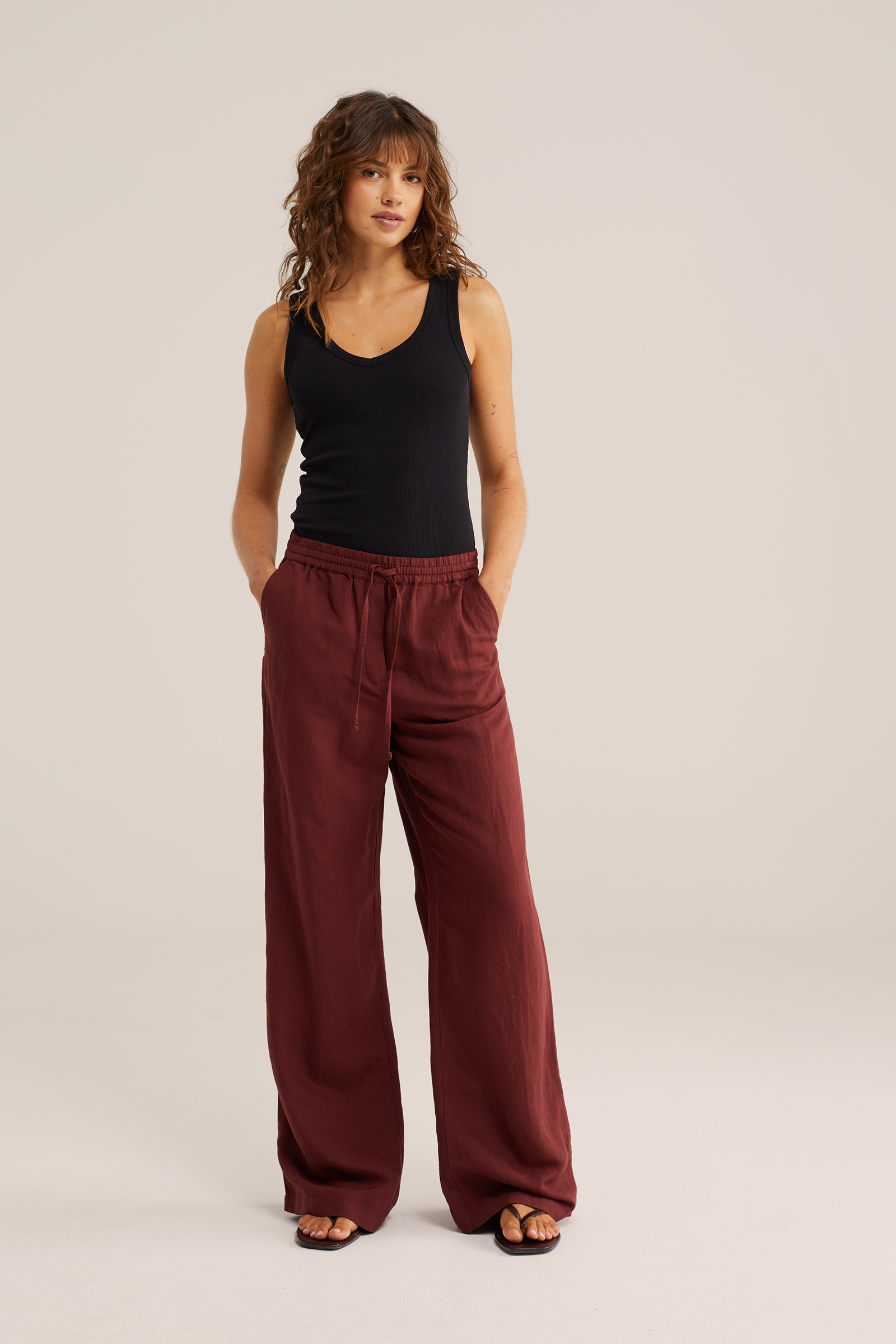 Dames wide leg broek van linnenmix