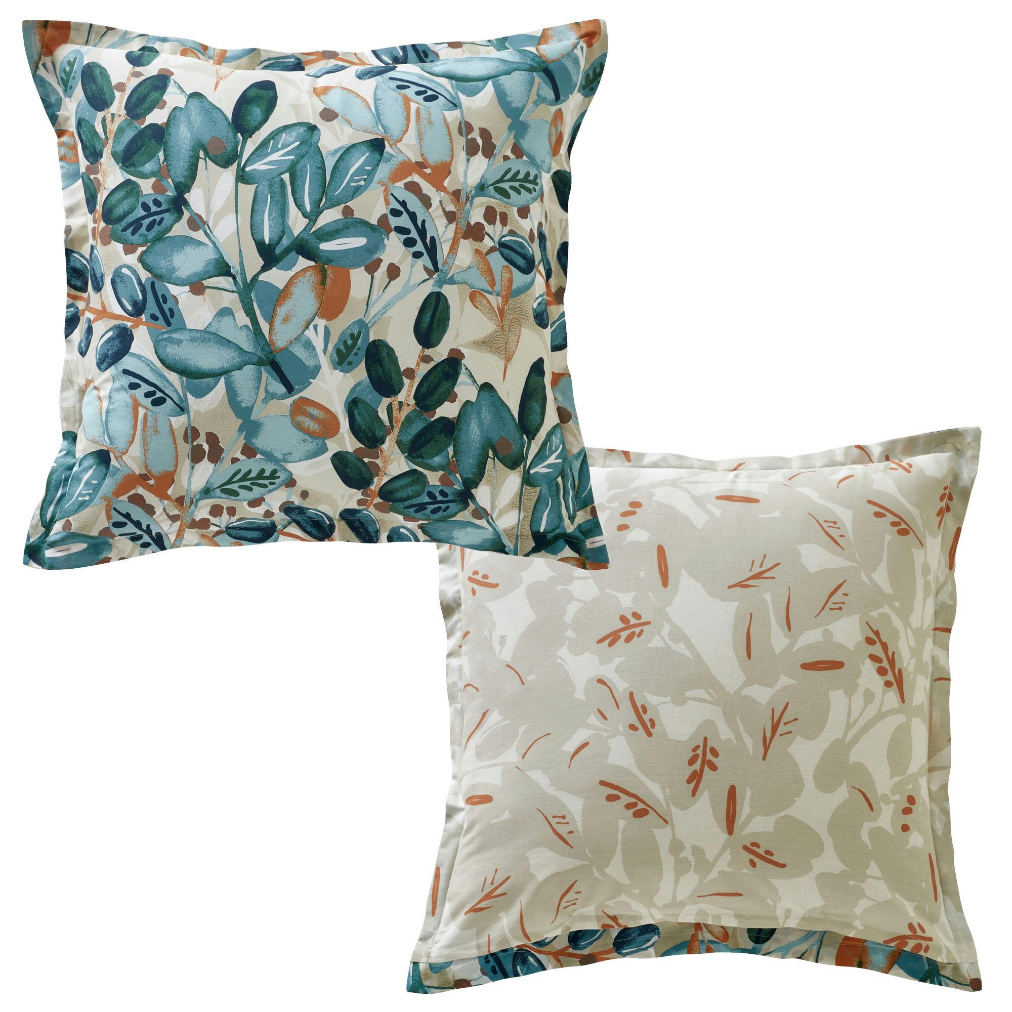 ROSELIERE - Taie volant 65x65 bleu vert en coton