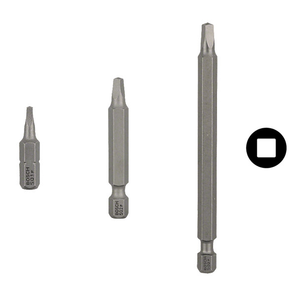 Pack 3 embouts de vissage carré conique femelle extra-dur R2 49 mm - Bosch 2608521115